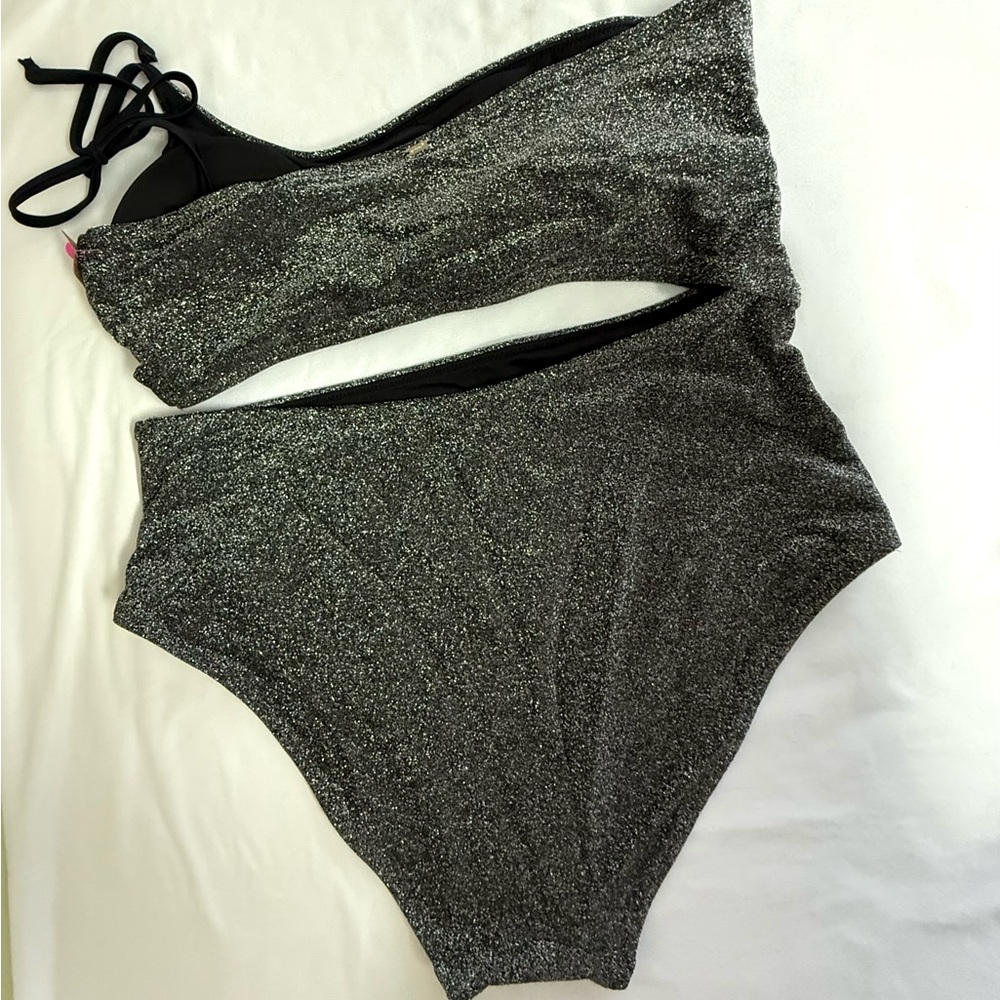 PINK Victoria's Secret Shimmer One-Shoulder Monokini style One-Piece - Picture 3 of 7